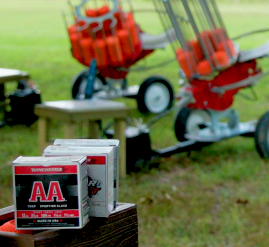 Clay target throwers and Winchester ammunition boxes