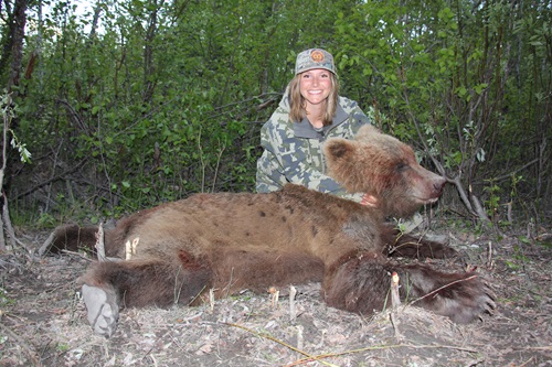 Jordan Manelick with her first bear