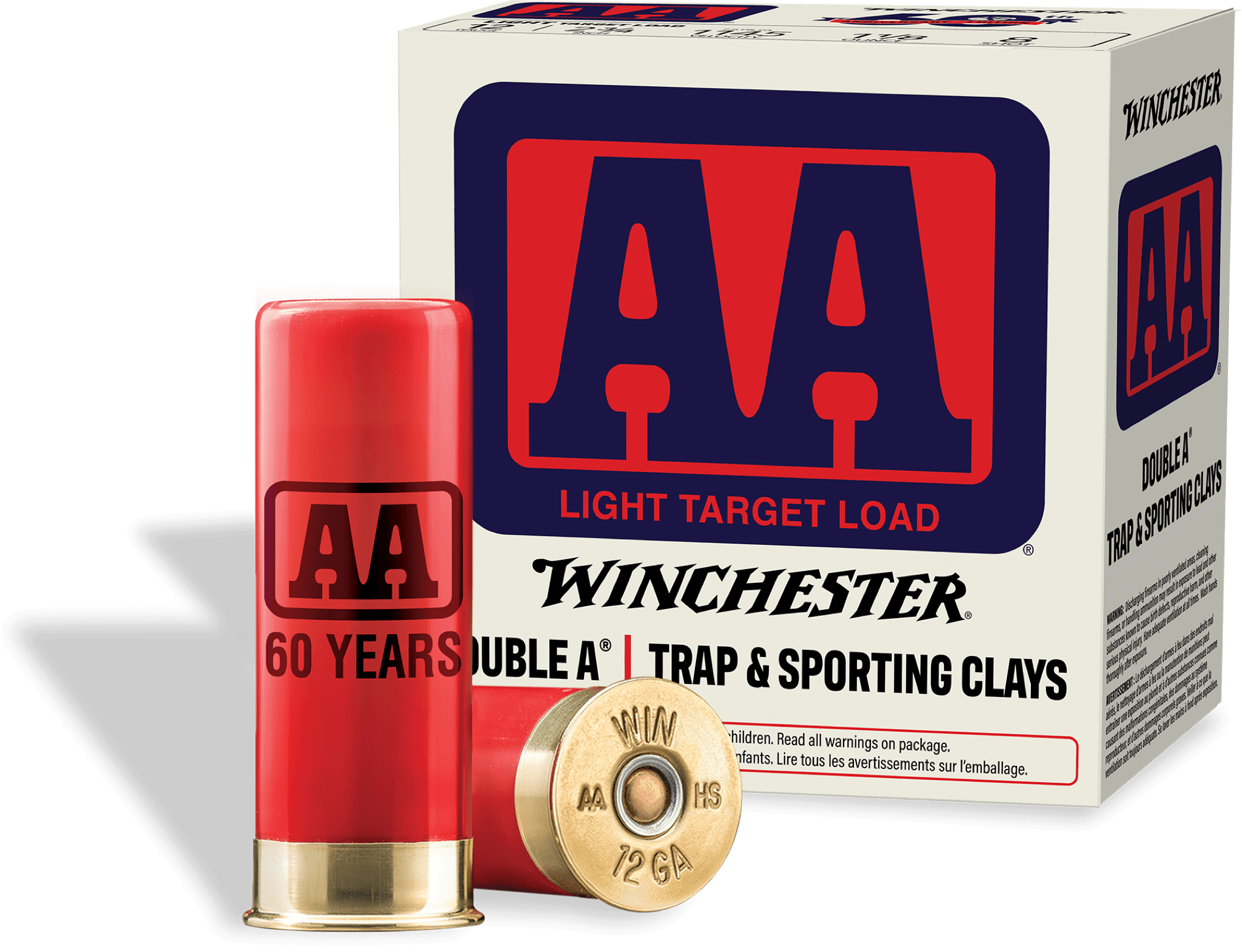 AA 60th Anniversary Edition shotshell ammunition box with shells in front