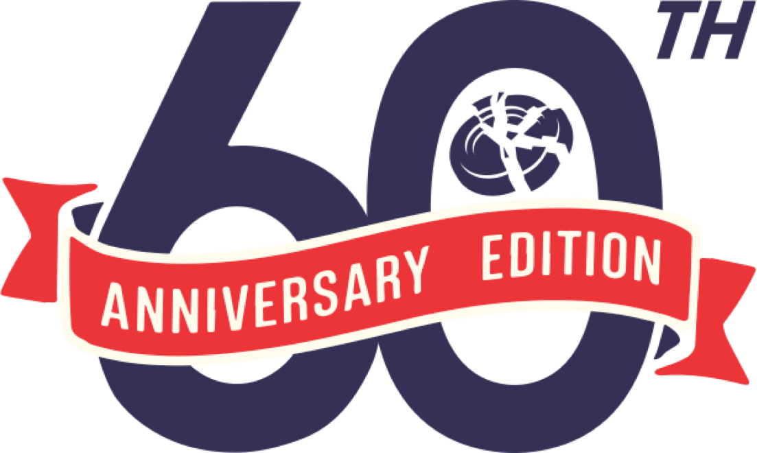 AA 60th Anniversary Edition logo with blue text and red banner in front