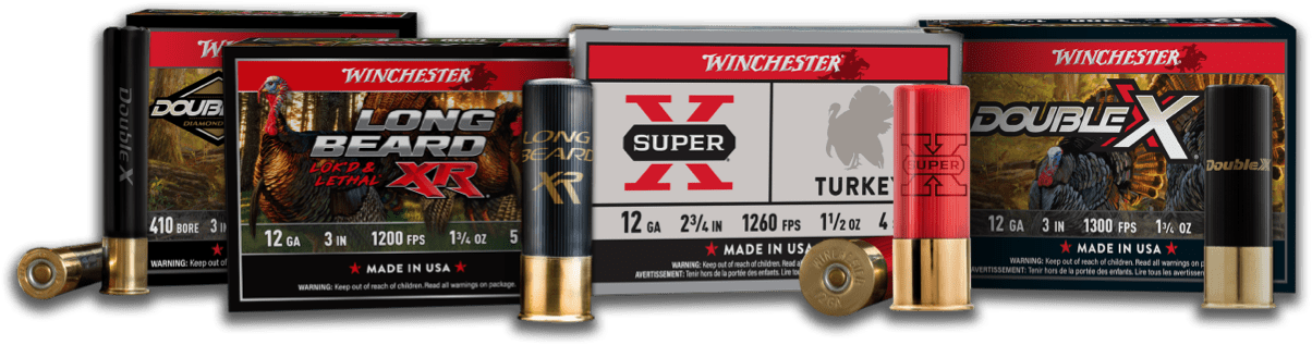 Lineup of products boxes of brands included in the 2025 Winchester Turkey Rebate promotion