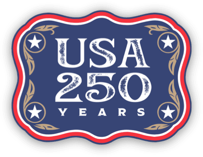 USA 250 years red, white and blue ammunition logo